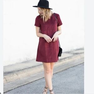 Persona by Marina Rinaldi faux suede shift dress in maroon purple red Size‎ 14